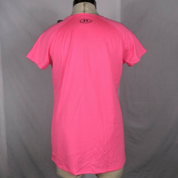 Girls YLG Under Armour HeatGear Pink Tee Shirt - Picture 5 of 6